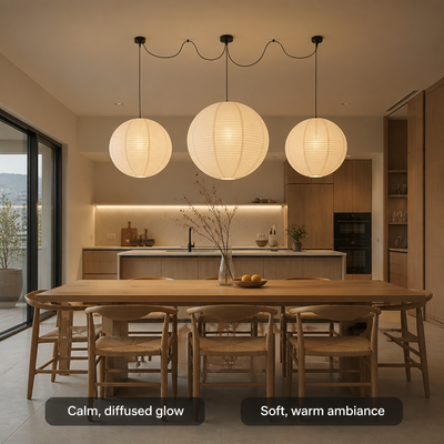 Scandinavian Rice Paper Round Lantern Pendant Light