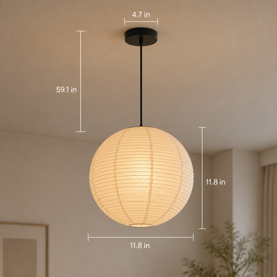 Scandinavian Rice Paper Round Lantern Pendant Light
