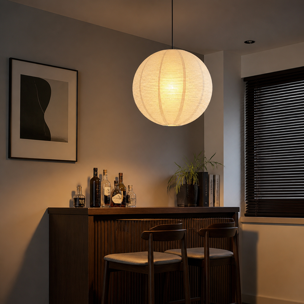 Scandinavian Rice Paper Round Lantern Pendant Light