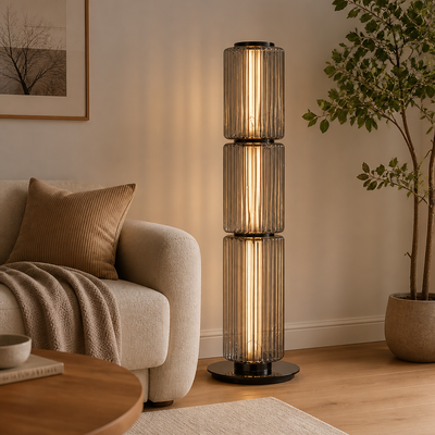 Scandinavian Smoked Glass LED Floor Lamp