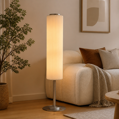 Scandinavian Smoked Glass LED Floor Lamp
