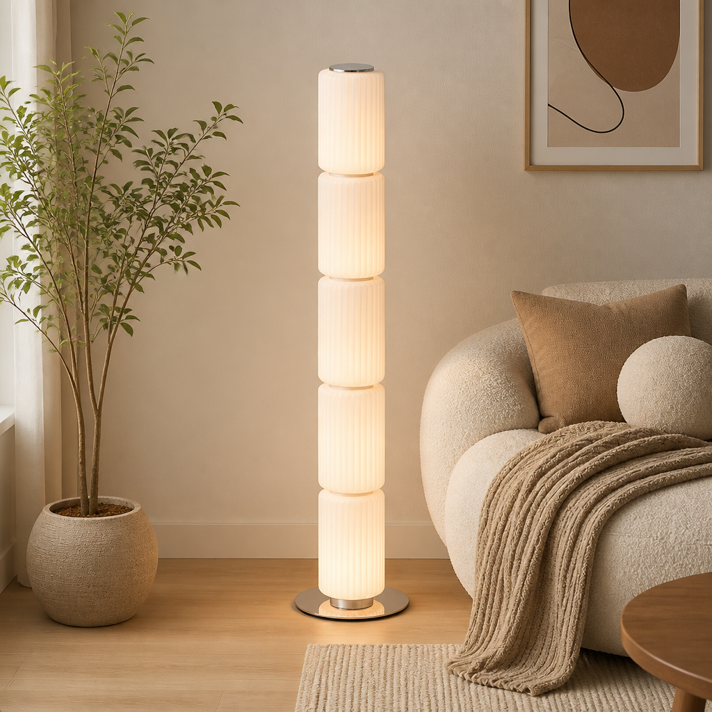Scandinavian Smoked Glass LED Floor Lamp