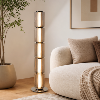 Scandinavian Smoked Glass LED Floor Lamp