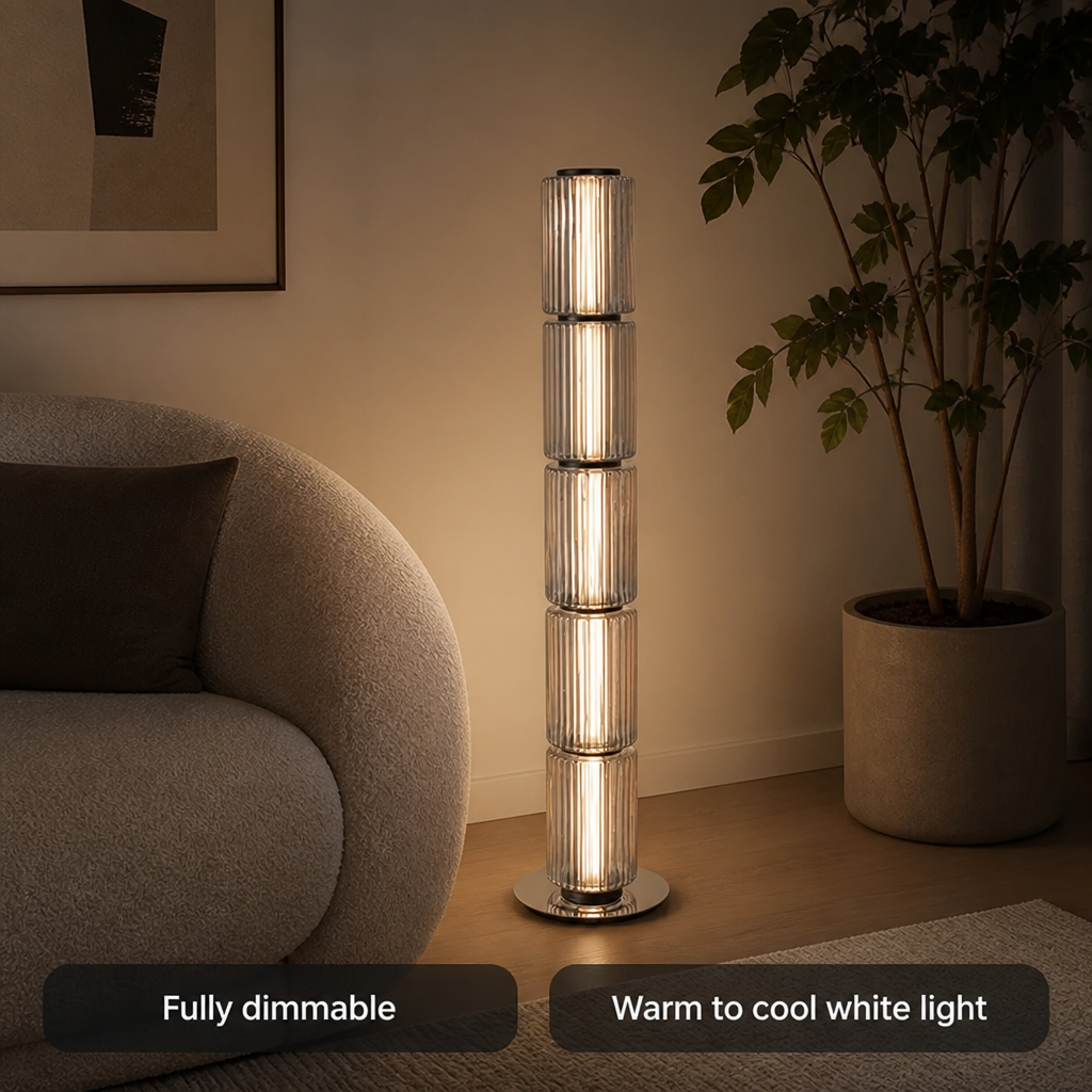 Scandinavian Smoked Glass LED Floor Lamp