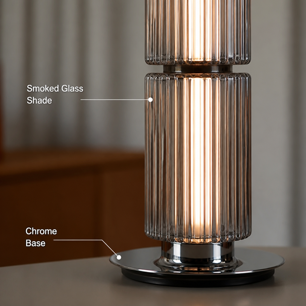Scandinavian Smoked Glass LED Floor Lamp