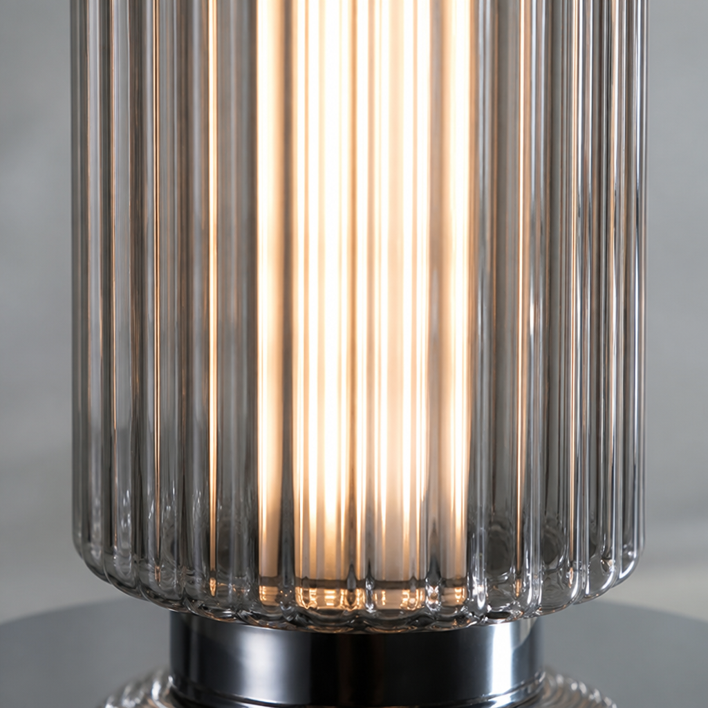 Scandinavian Smoked Glass LED Floor Lamp