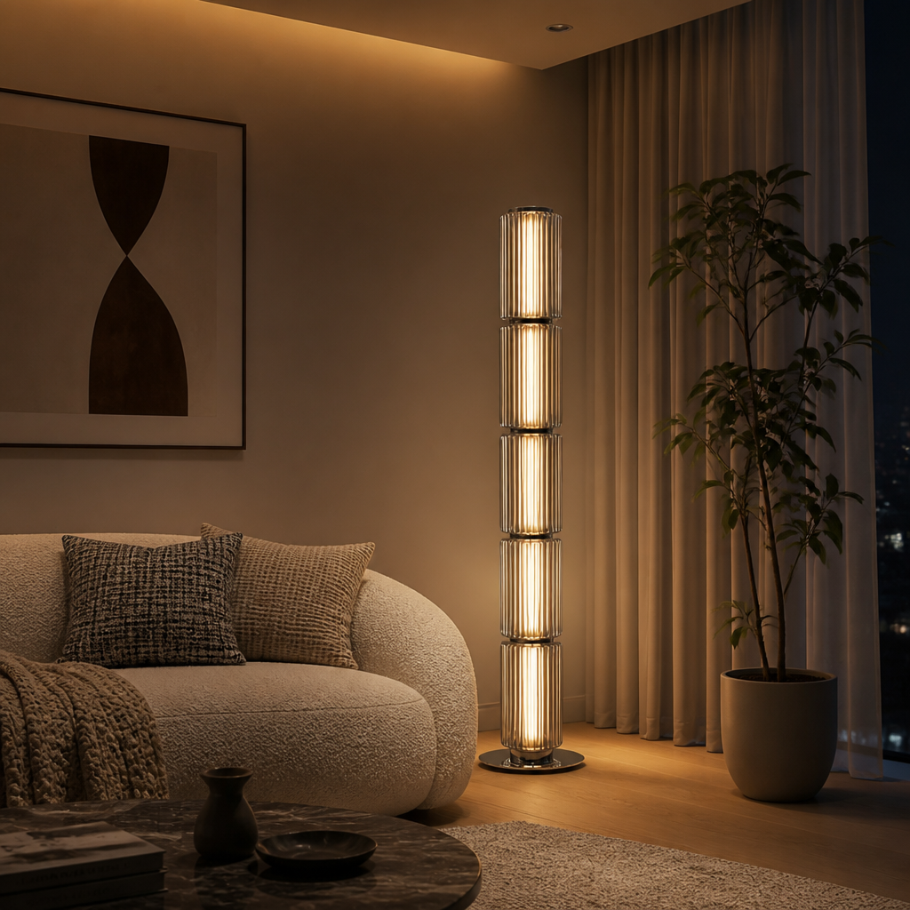 Scandinavian Smoked Glass LED Floor Lamp