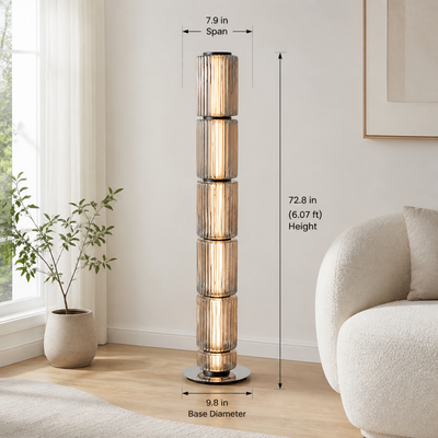 Scandinavian Smoked Glass LED Floor Lamp