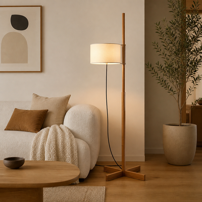 Scandinavian Solid Wood Adjustable Floor Lamp