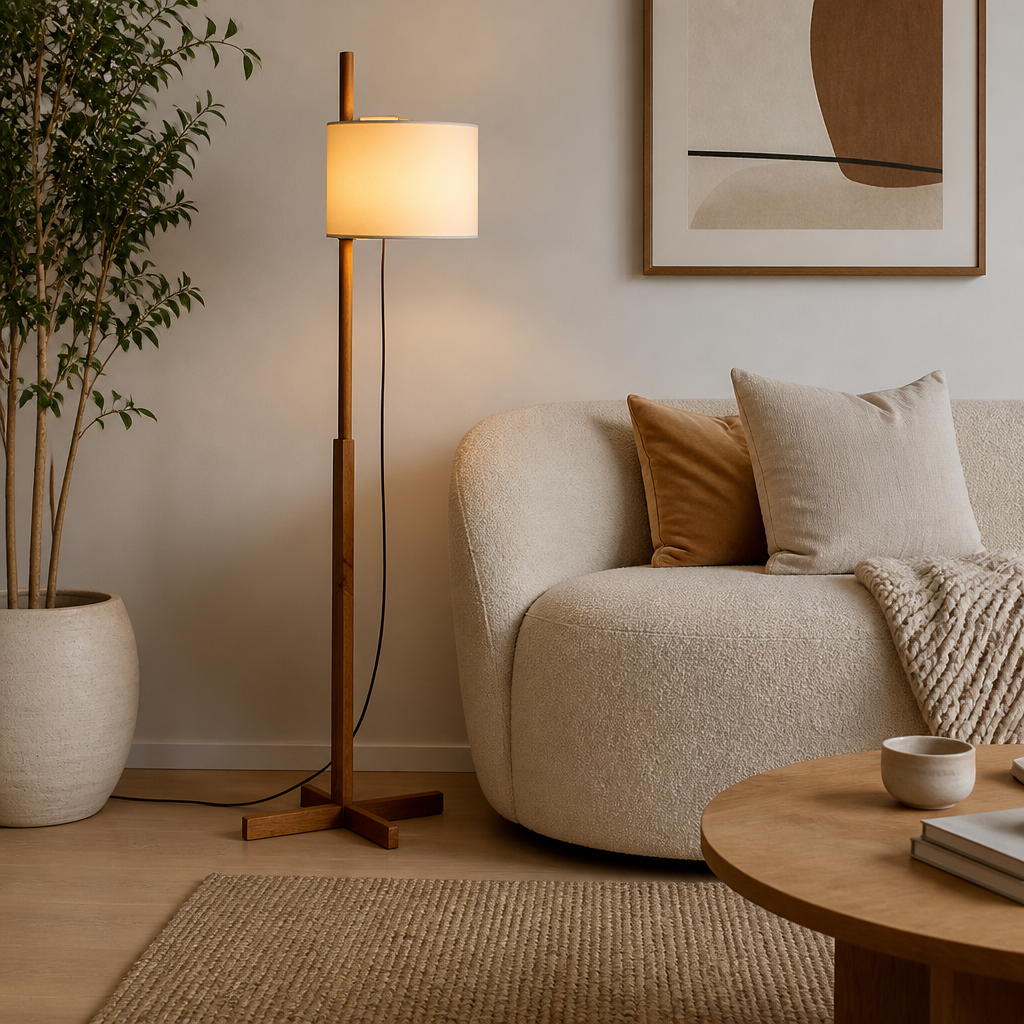 Scandinavian Solid Wood Adjustable Floor Lamp