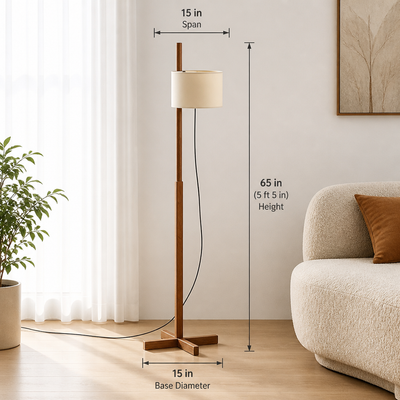 Scandinavian Solid Wood Adjustable Floor Lamp