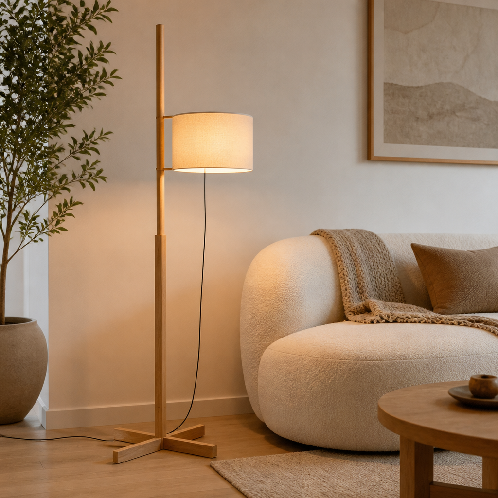Scandinavian Solid Wood Adjustable Floor Lamp