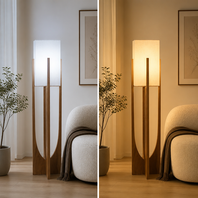Scandinavian Solid Wood LED Floor Lamp