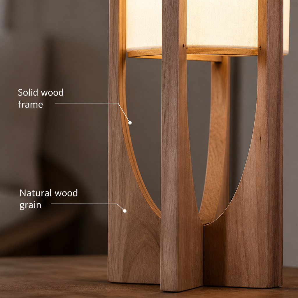 Scandinavian Solid Wood LED Floor Lamp