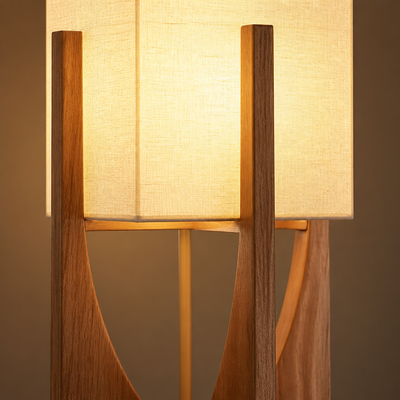 Scandinavian Solid Wood LED Floor Lamp