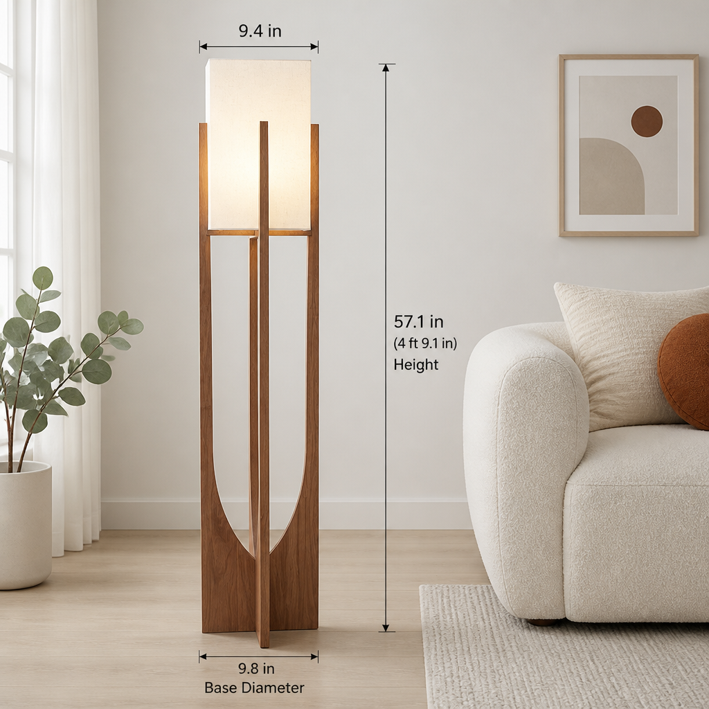 Scandinavian Solid Wood LED Floor Lamp