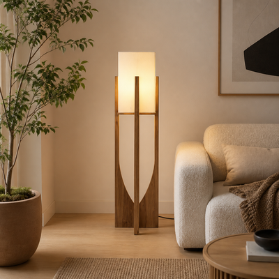 Scandinavian Solid Wood LED Floor Lamp