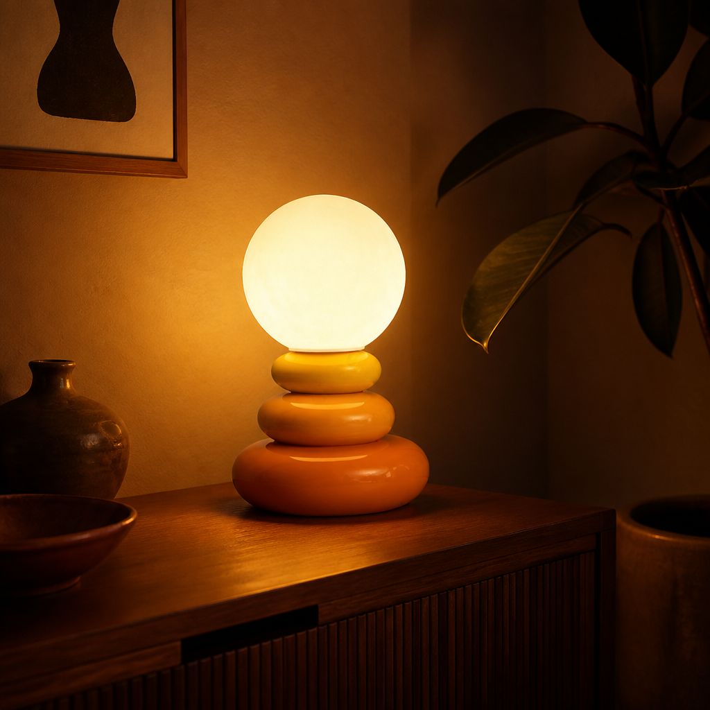 Scandinavian Stacked Stone LED Table Lamp