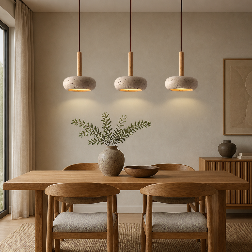 Scandinavian Stone & Wood LED Pendant Light
