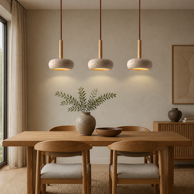 Scandinavian Stone & Wood LED Pendant Light