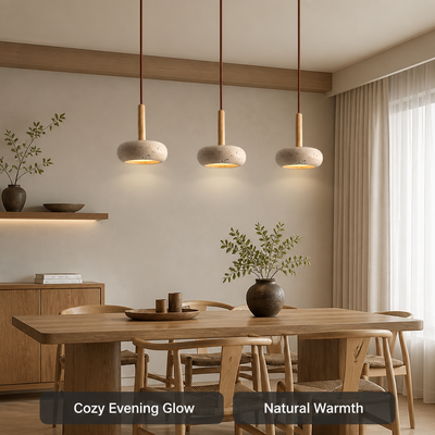 Scandinavian Stone & Wood LED Pendant Light