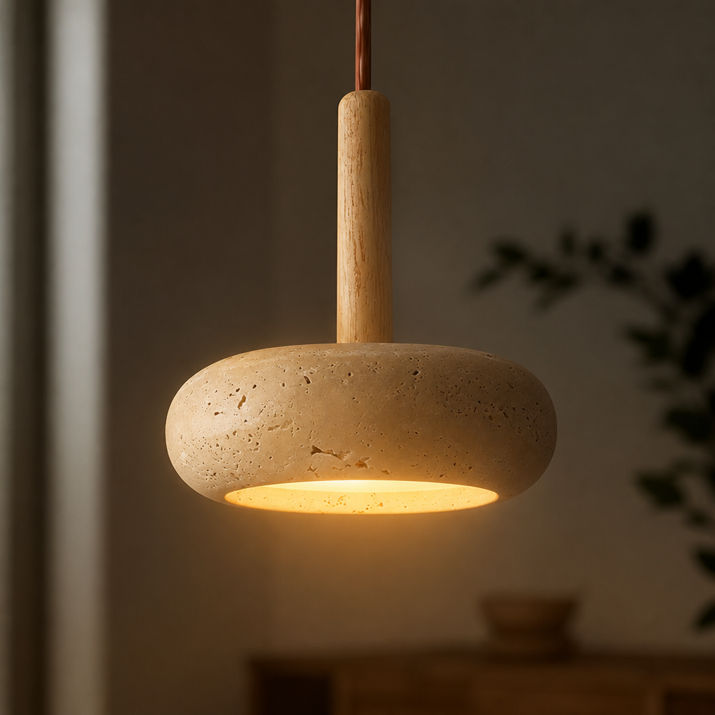 Scandinavian Stone & Wood LED Pendant Light