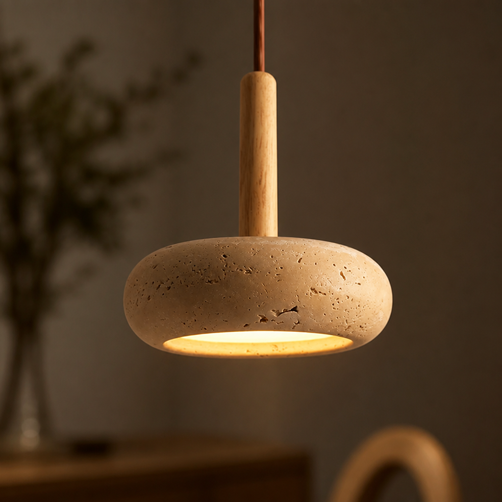 Scandinavian Stone & Wood LED Pendant Light