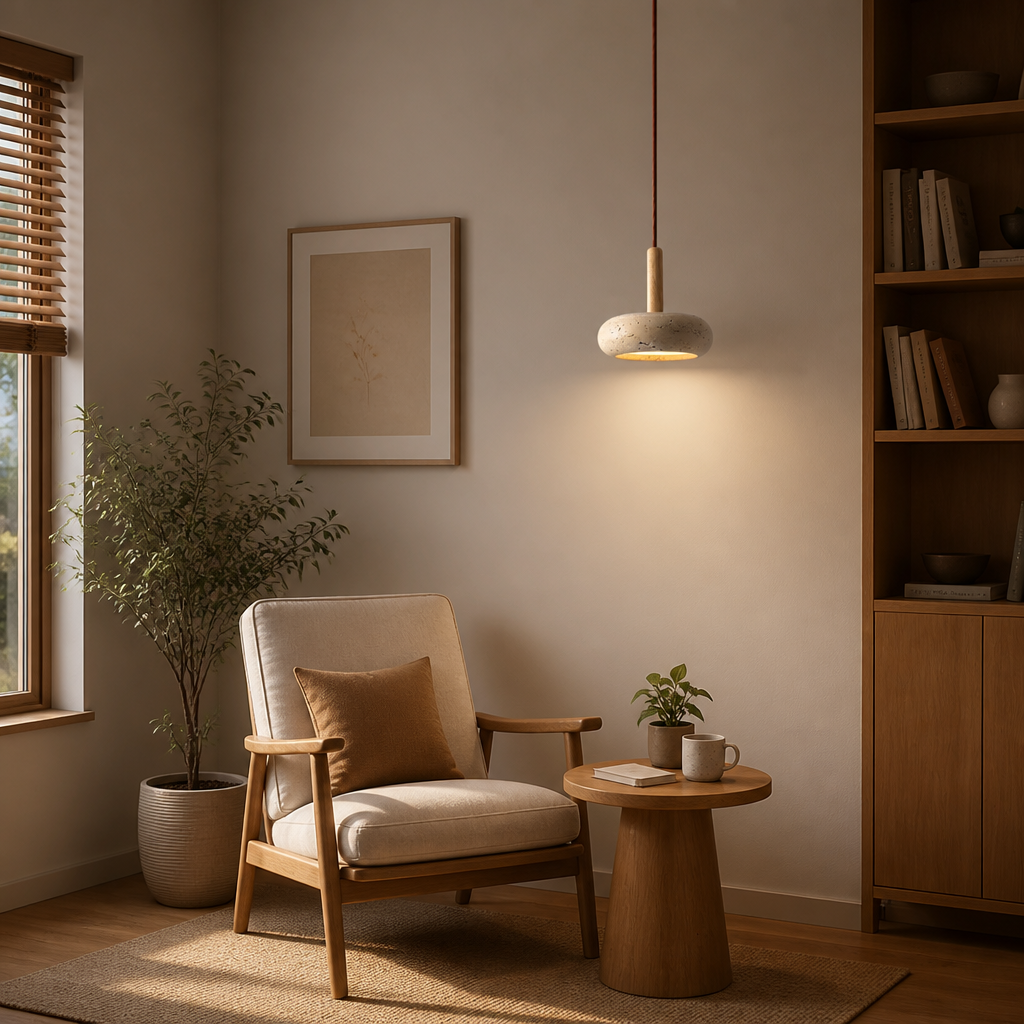 Scandinavian Stone & Wood LED Pendant Light