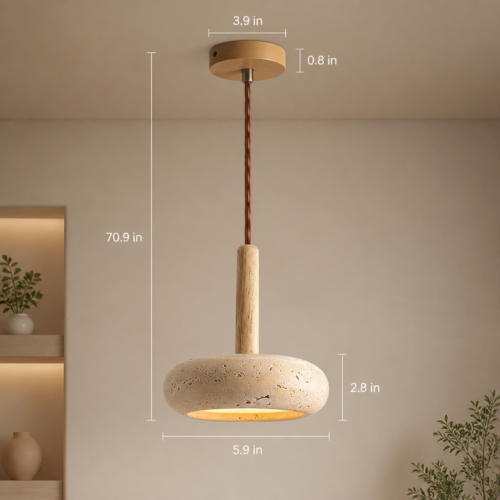 Scandinavian Stone & Wood LED Pendant Light