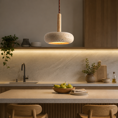 Scandinavian Stone & Wood LED Pendant Light