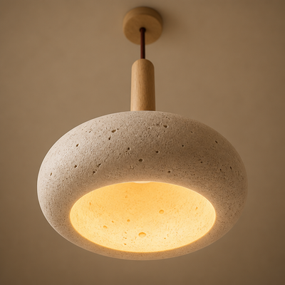 Scandinavian Stone & Wood LED Pendant Light