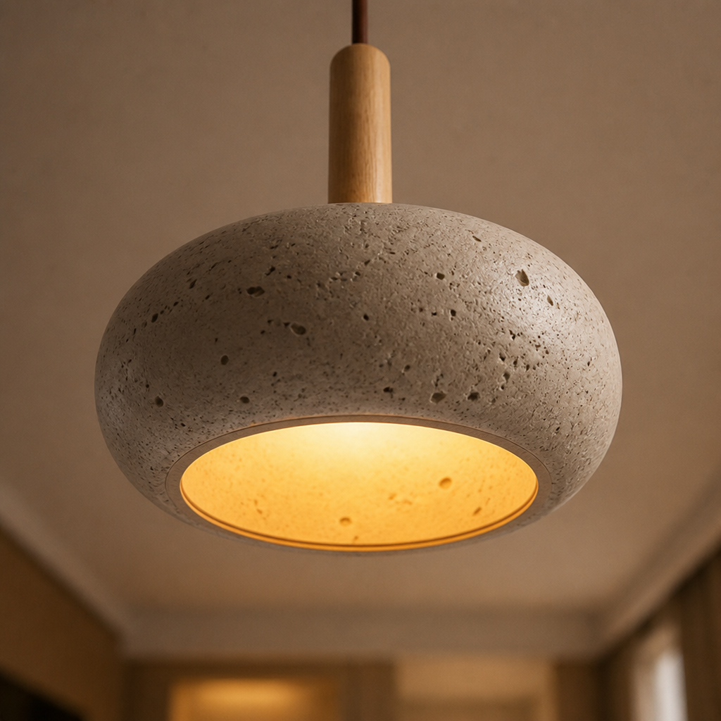 Scandinavian Stone & Wood LED Pendant Light