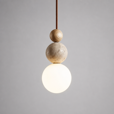 Scandinavian Stone & Wood LED Pendant Light