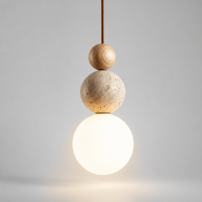 Scandinavian Stone & Wood LED Pendant Light