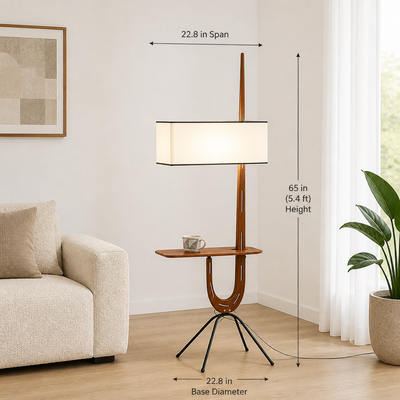 Scandinavian Walnut LED Coffee Table Floor Lamp