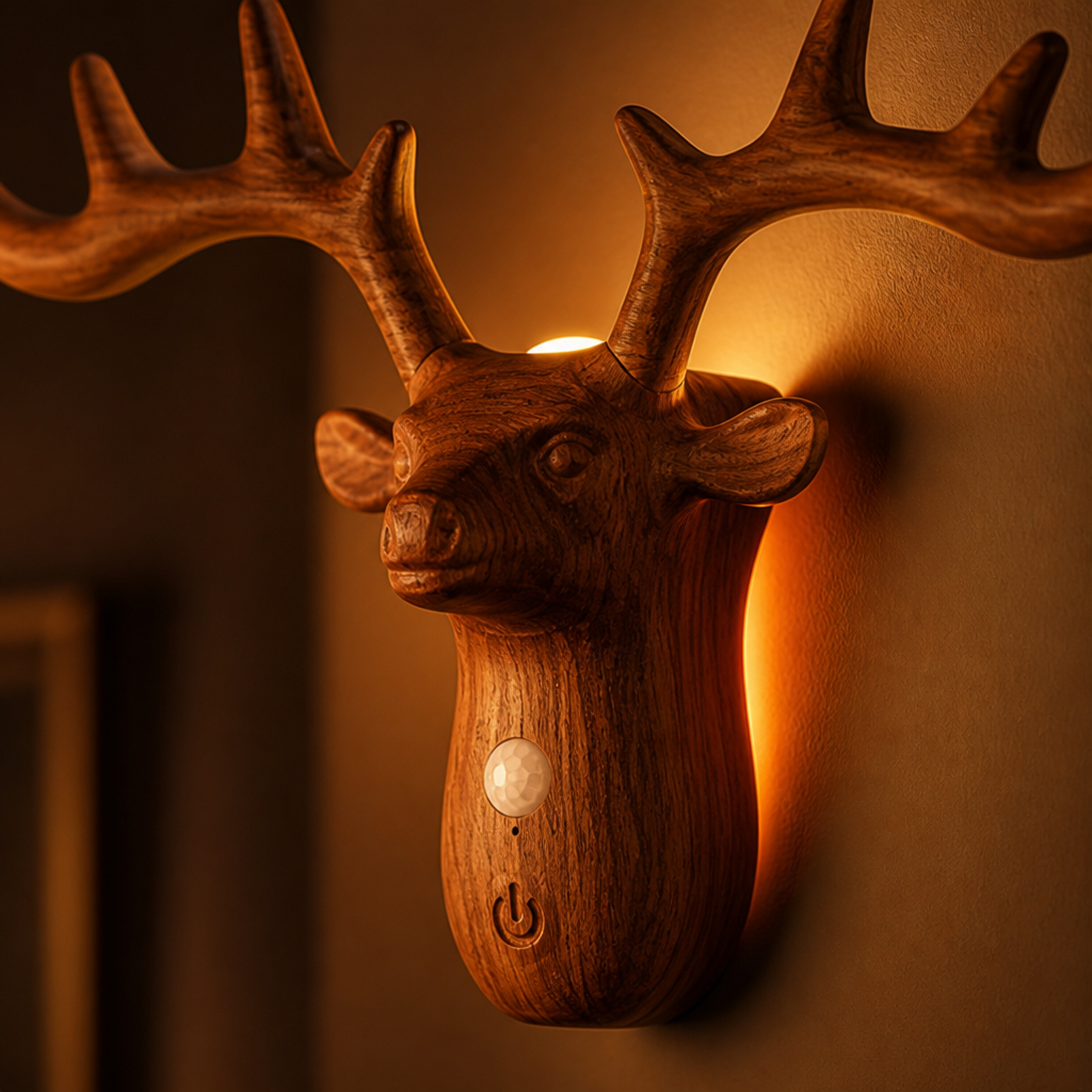 Scandinavian Walnut LED Deer Night Light