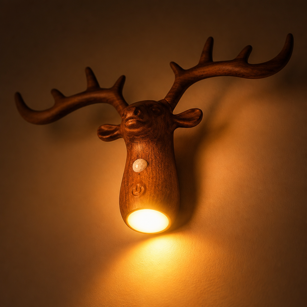 Scandinavian Walnut LED Deer Night Light