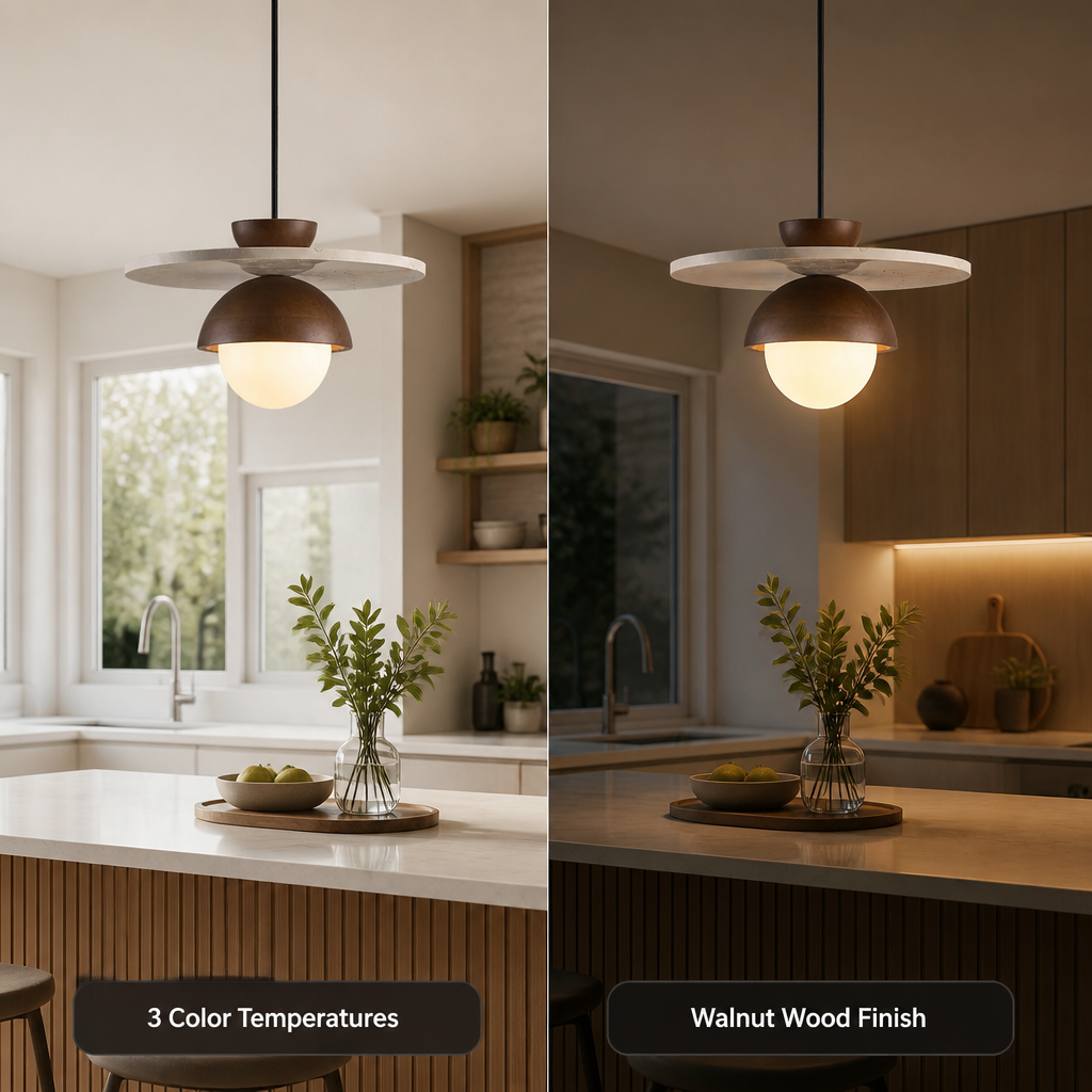 Scandinavian Walnut LED Pendant Light