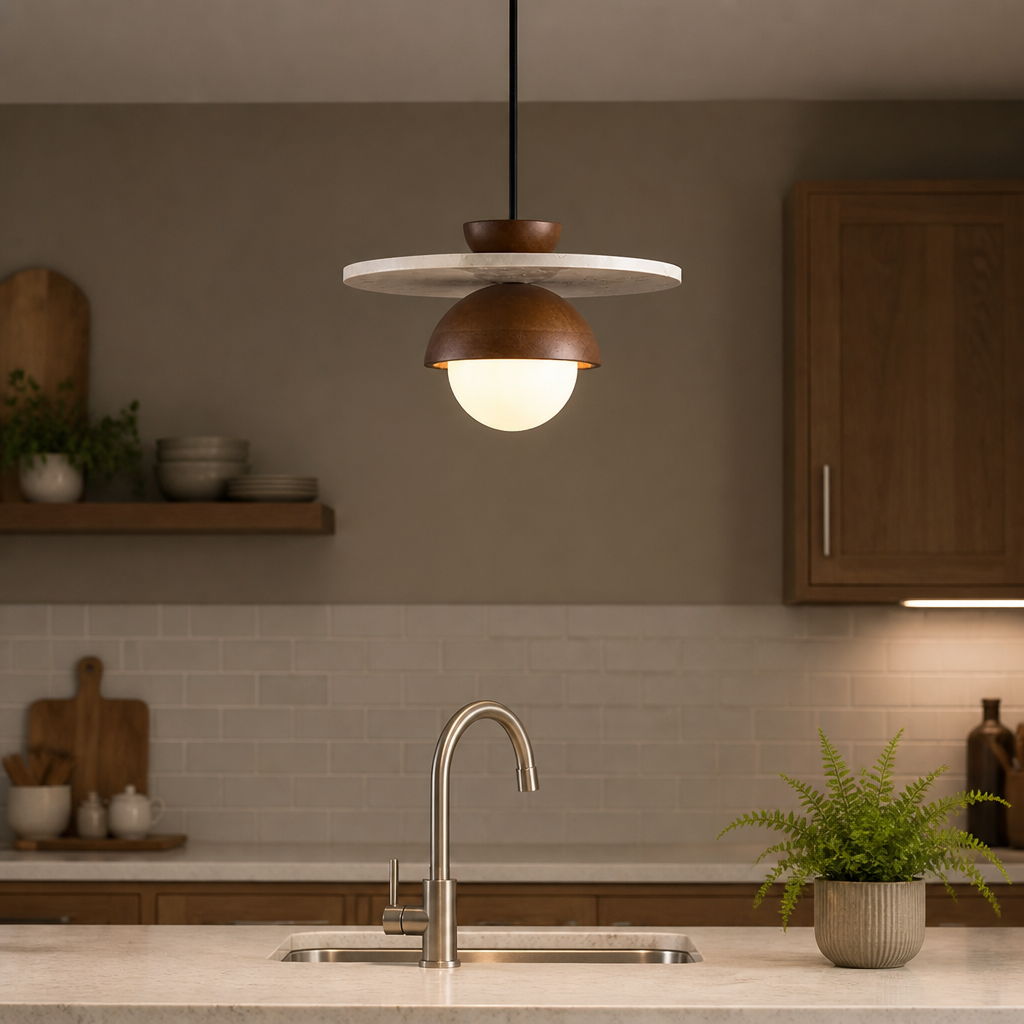 Scandinavian Walnut LED Pendant Light