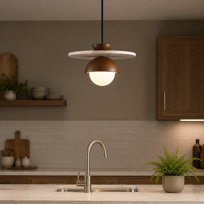 Scandinavian Walnut LED Pendant Light