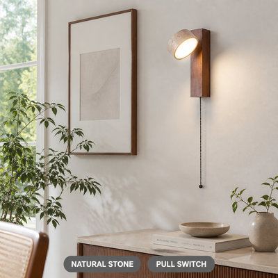 Scandinavian Walnut LED Rotatable Head Wall Sconce