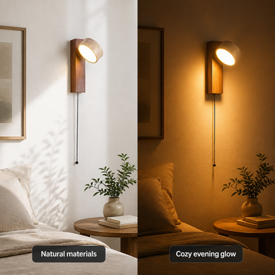 Scandinavian Walnut LED Rotatable Head Wall Sconce