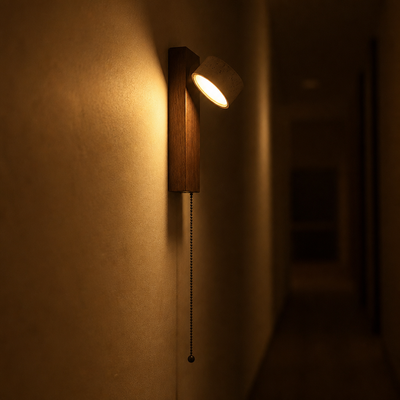 Scandinavian Walnut LED Rotatable Head Wall Sconce