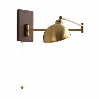 Scandinavian Walnut Wood Rotating Arm Wall Sconce