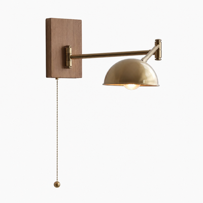 Scandinavian Walnut Wood Rotating Arm Wall Sconce