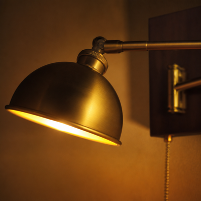 Scandinavian Walnut Wood Rotating Arm Wall Sconce