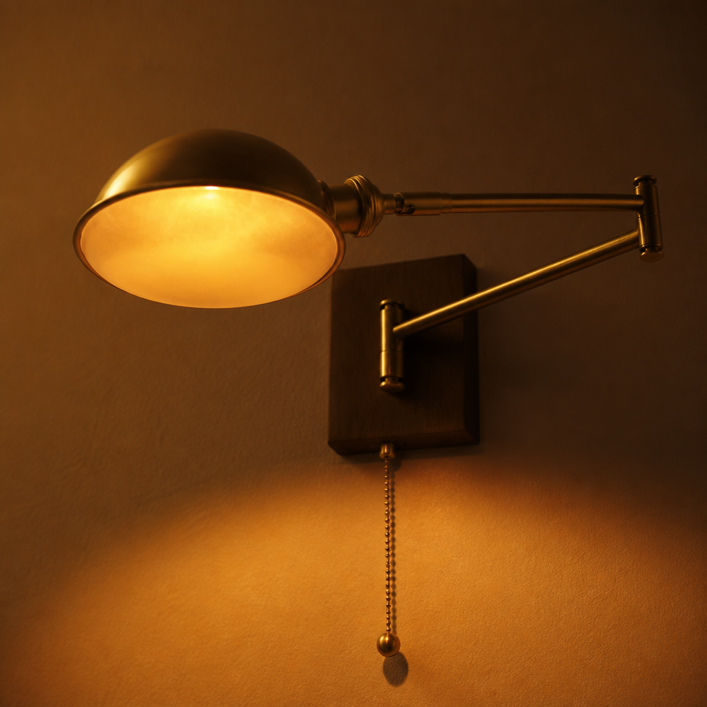 Scandinavian Walnut Wood Rotating Arm Wall Sconce