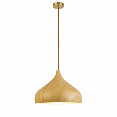 Scandinavian Walnut Wood Semi-Circular Pendant Light