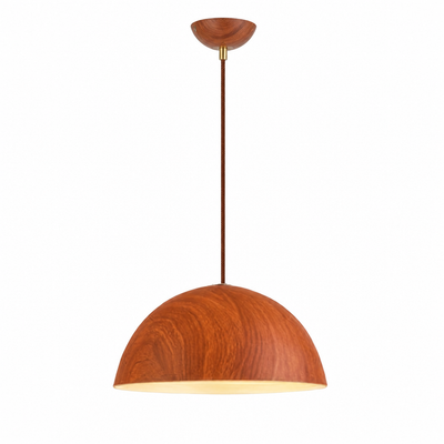 Scandinavian Walnut Wood Semi-Circular Pendant Light