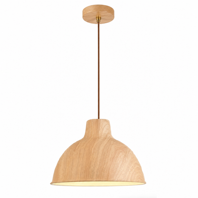Scandinavian Walnut Wood Semi-Circular Pendant Light